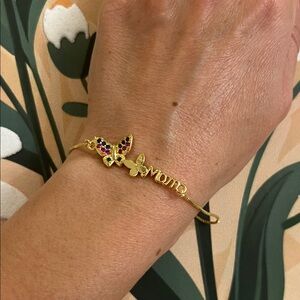 Gold Butterfly 'Mom' Bracelet